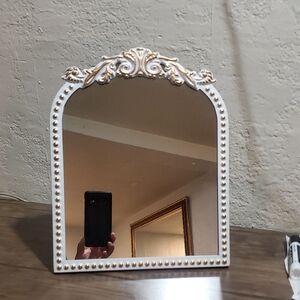 Ornate White & Gold Decorative Vanity Mirror
